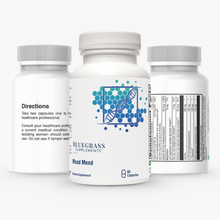 Three supplement bottles labeled 'Bluegrass Supplements' on a white background