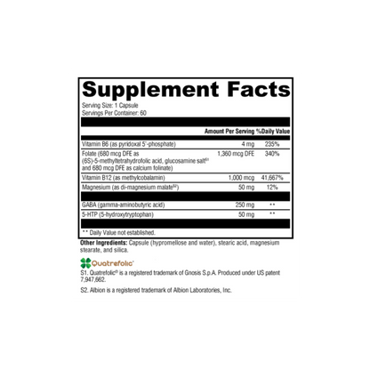 Supplement facts label on a white background. 