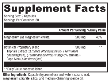 White background supplement facts label with black text listing nutritional information and ingredients.
