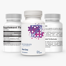 Three supplement bottles labeled 'Supplement Facts', 'Bluegrass Supplements', and 'Move Easy' on a white background.