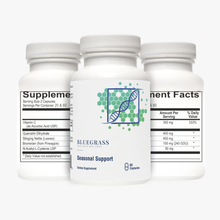 Three supplement bottles with labels on a white background.