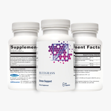 Three supplement bottles labeled 'Stress Support' on a white background.