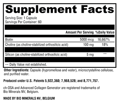 Supplement facts label with text on a white background.