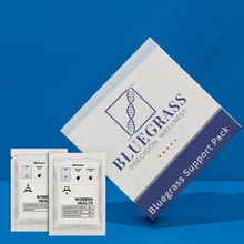 Bluegrass Precision Wellness product packaging on a blue background